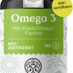 Test: Omega 3 – hochdosiert mit 650mg Omega 3 Fettsäuren pro Tagesdosis – 365 kleine Kapseln mit Spitzenrohstoff AlaskOmega® (MSC-zertifiziert) – ohne Zusätze in Deutschland produziert